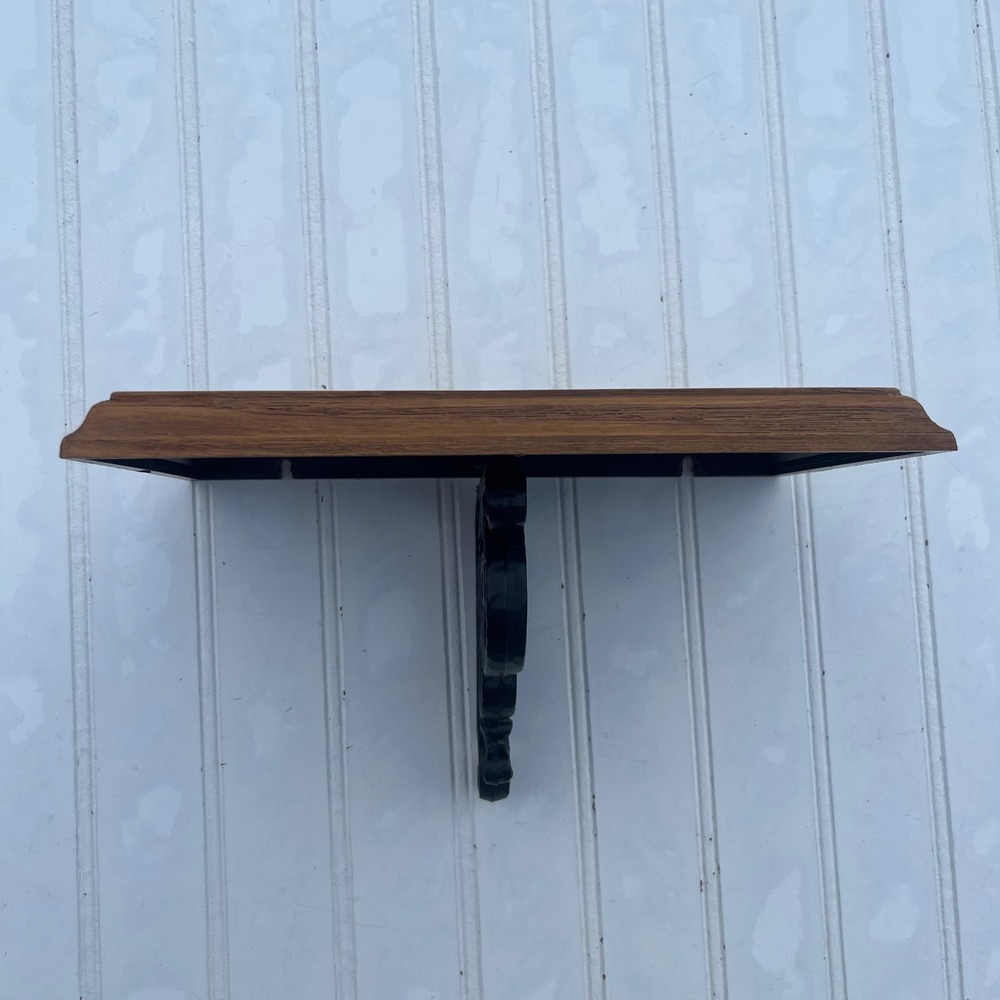 Vintage Homco 3533 Faux Wood Wall Shelf Ornate Black Scroll Bracket 1981 USA